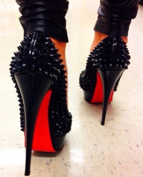 christian louboutin black spike heels